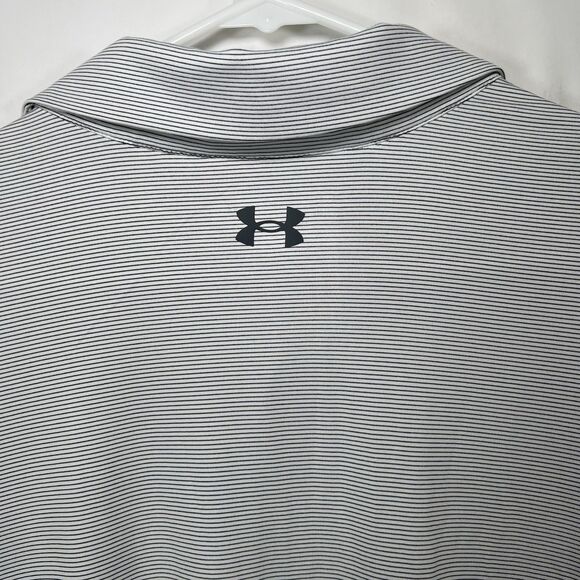 Tullymore Under Armour Golf Polo Shirt Mens Size 2XL XXL White Black Striped EUC - Picture 8 of 10